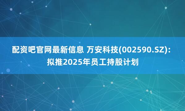 配资吧官网最新信息 万安科技(002590.SZ): 拟推2025年员工持股计划